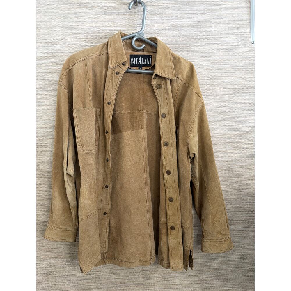 CatAlani Men's Leather Snap Front Shirt/Jacket size M
